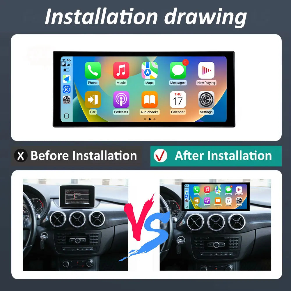 for Mercedes Benz B Class W246 2011 - 2018 Android 16 Ultra-thin QLED Screen Car Radio Vid