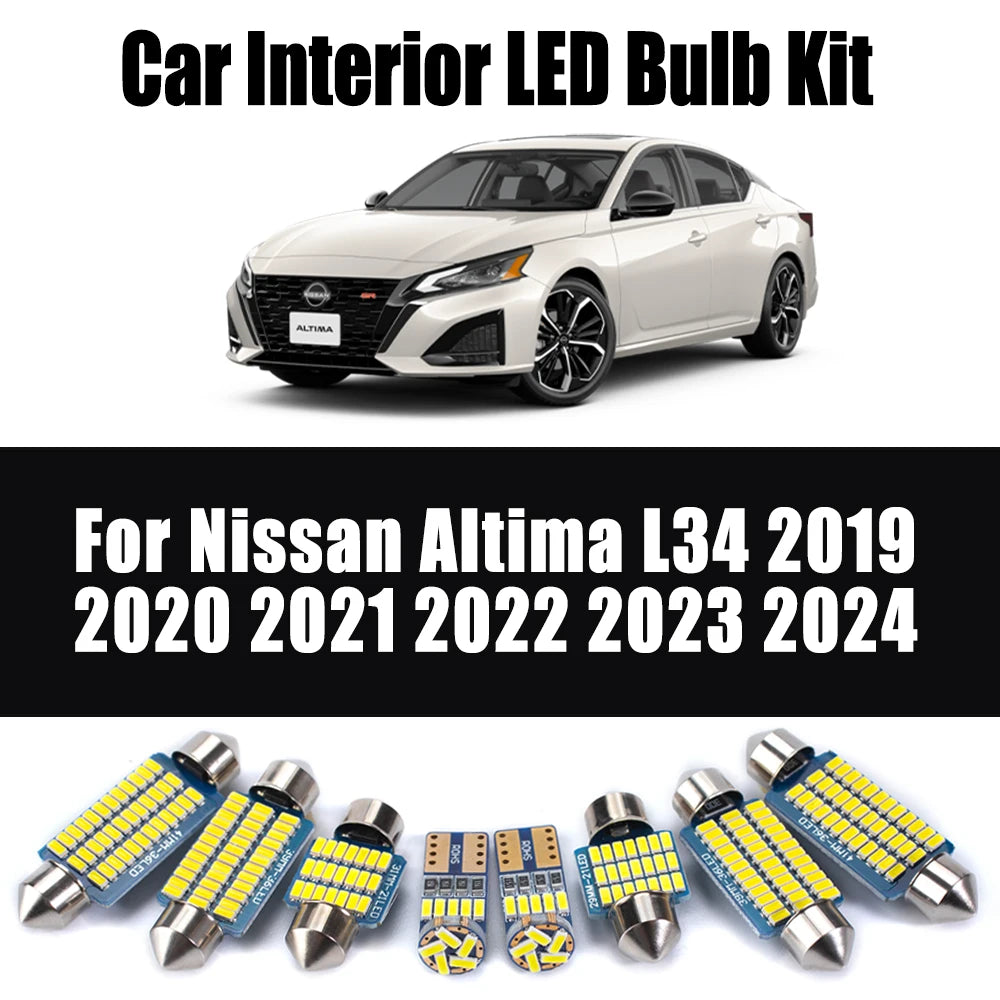 13-Piece LED Interior Light Kit for Nissan Altima L34 2019- 2022 - Canbus Dome Map Door Trunk Bulbs | AUTOKITSHOP