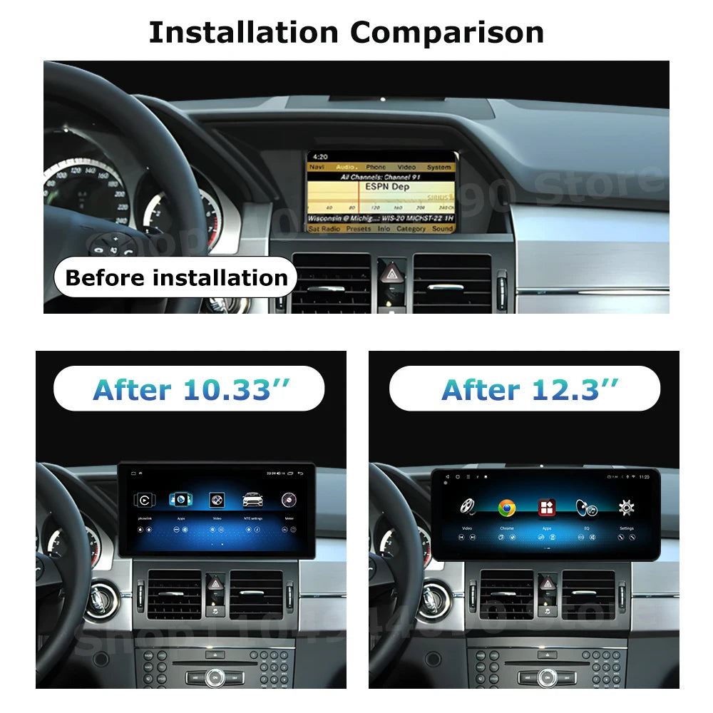 QLED Ultra-Thin Screen for Mercedes Benz GLK X204 2009 - 2012 Android 14 Car Multimedia Ra