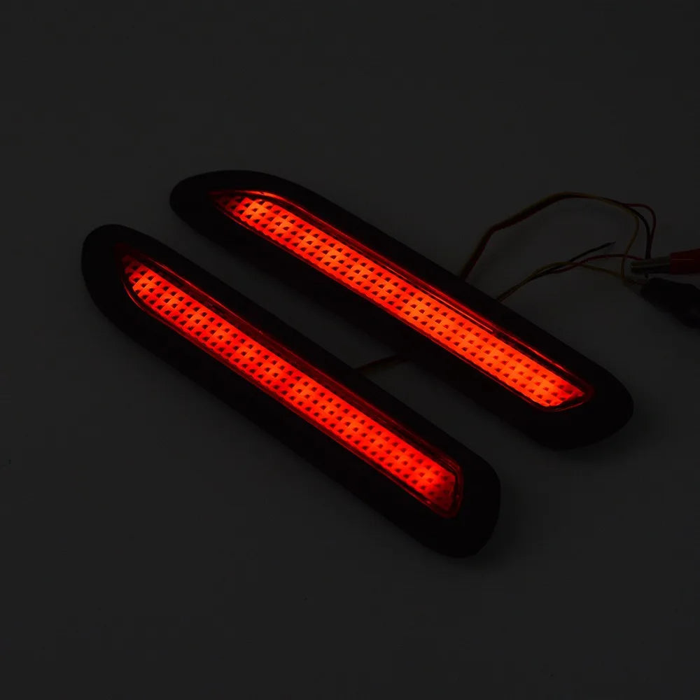 1 Pair Car Fog Red Lens Rear Bumper Reflector Tail Brake SMD LED Light Fog Warning Light