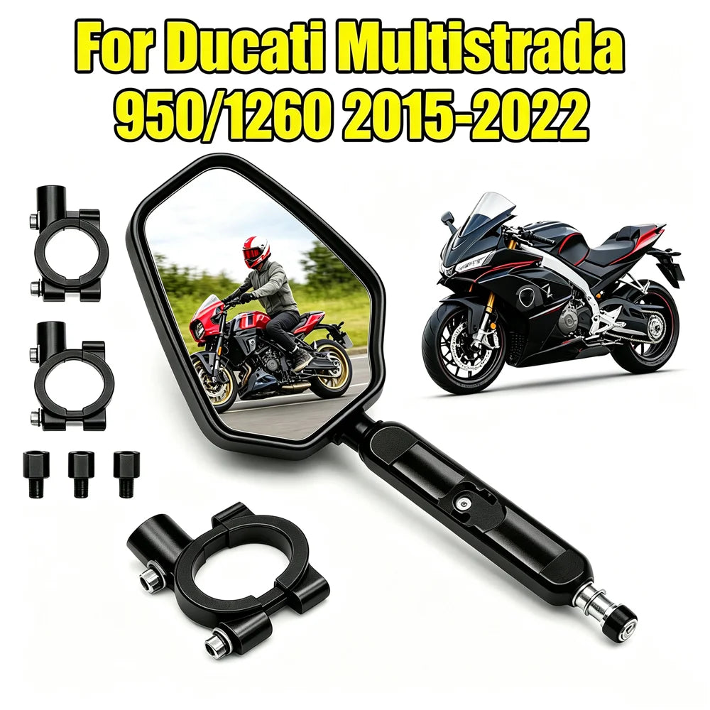 Motorcycle Rearview Mirrors Off Road Wide Side Mirror For Ducati Multistrada 950/1260 2015