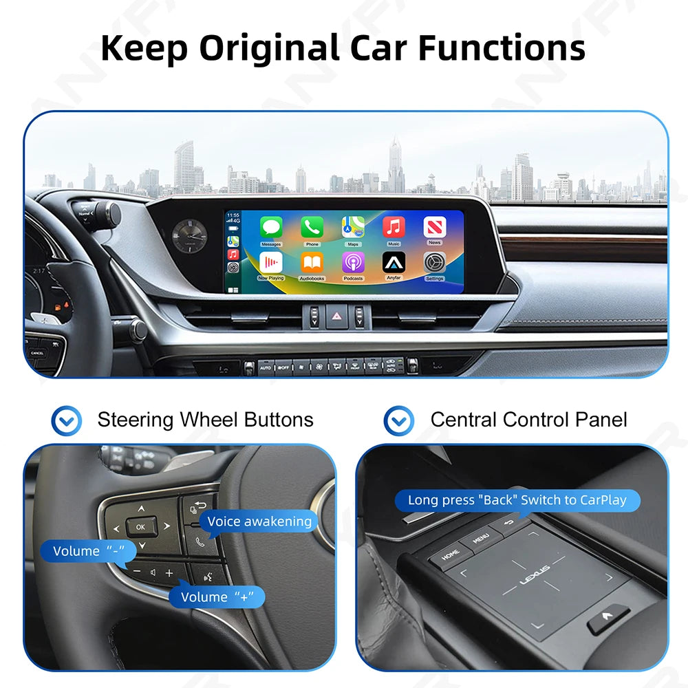 Wireless CarPlay for Lexus NX RX IS ES GS RC CT LS LX LC UX GX, 2012-2022 Android Auto Mir