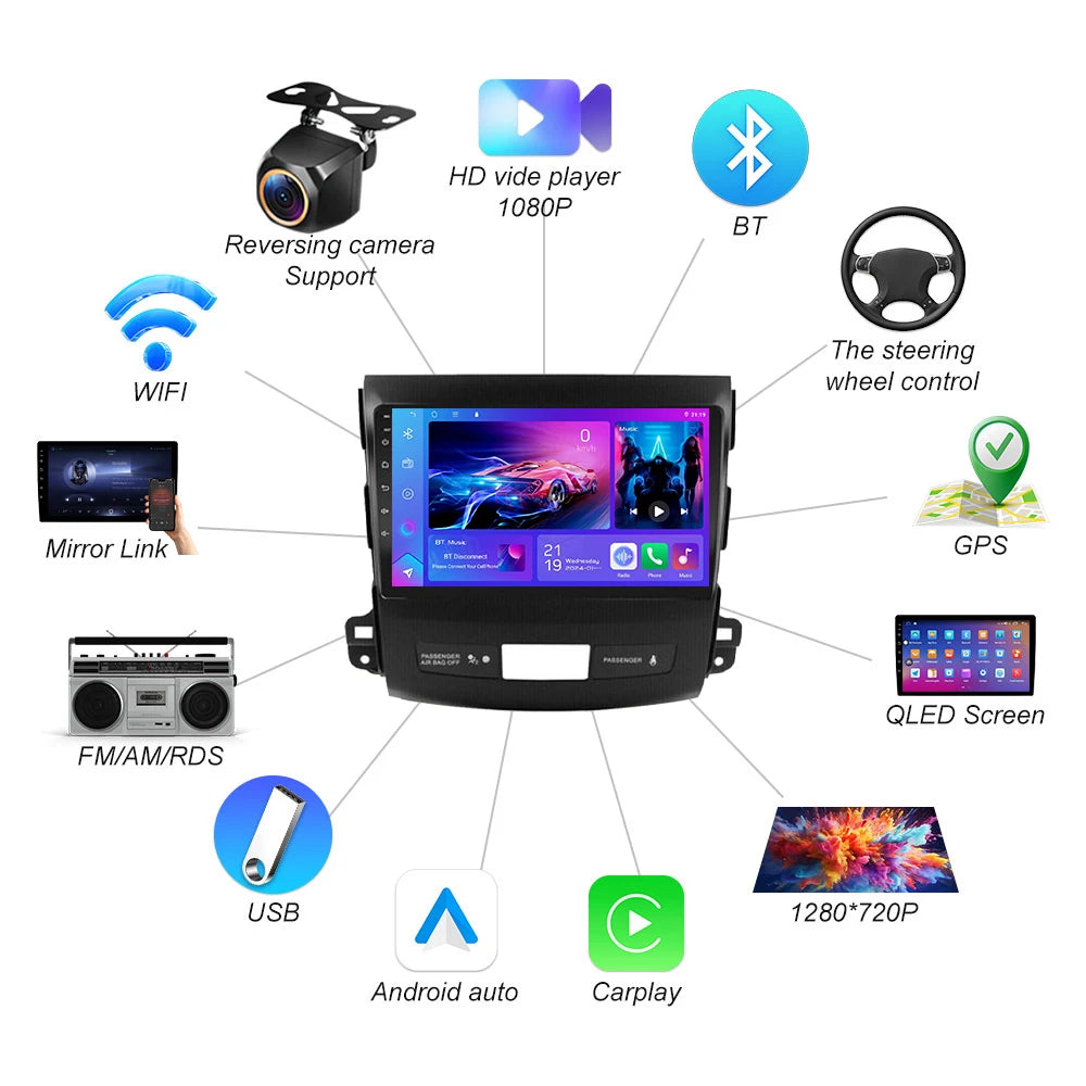 Android 16 For Mitsubishi Outlander Xl 2 2005-2012 For Citroen C-crosser 2007-2013 Car Rad | AUTOKITSHOP