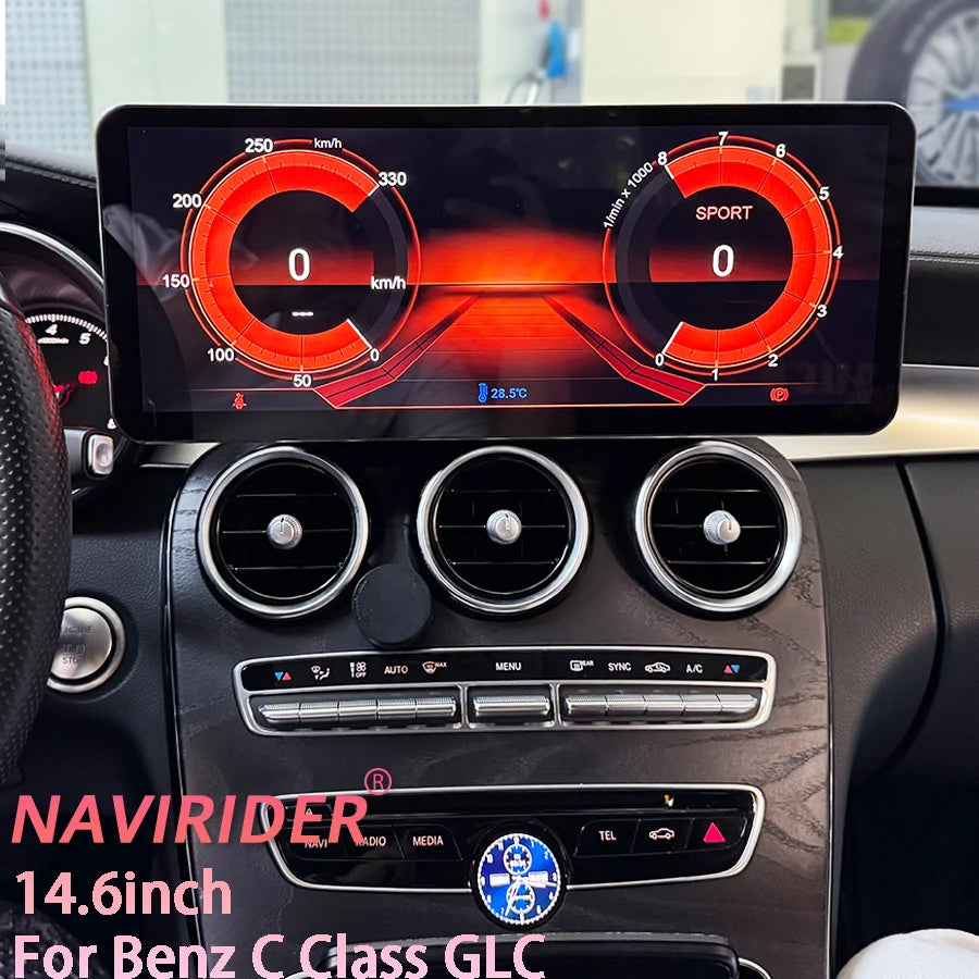 14.6" Car Radio For Mercedes Benz C Class GLC 2016-2019 GPS Carplay Android Multimedia Pla