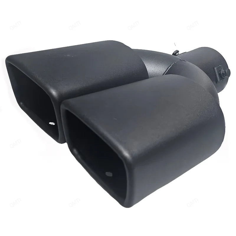 Exhaust Tip Universal Double Outlet Nozzle Rear Muffler Tip Stainless Steel Square Mouth Exhaust - Automotive LED Light