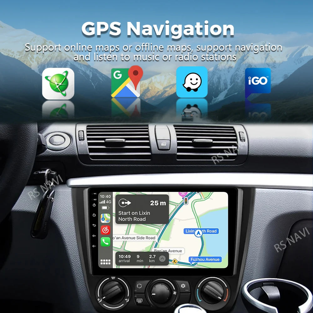 Android 16 2K QLED For BMW E88 E82 E81 E87 1-Series 2004 - 2011 Car Radio Multimedia Video