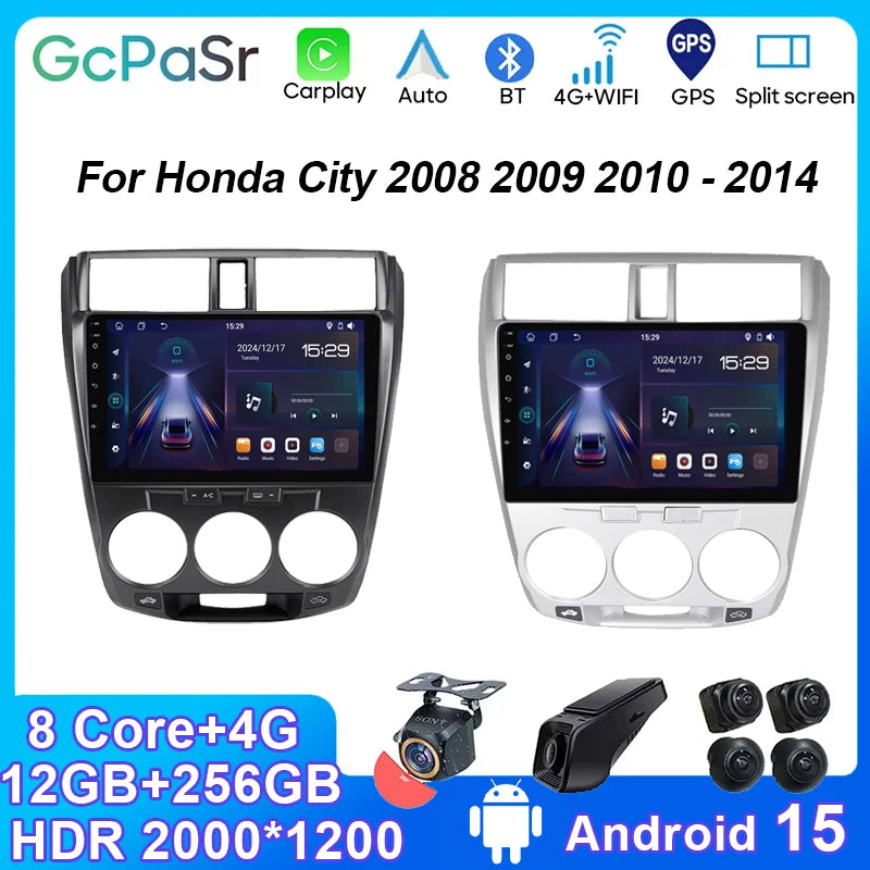 Android 15 WIFI 5G Car Radio For Honda City 2008 2009 2010 - 2014 Auto Multimedia Carplay