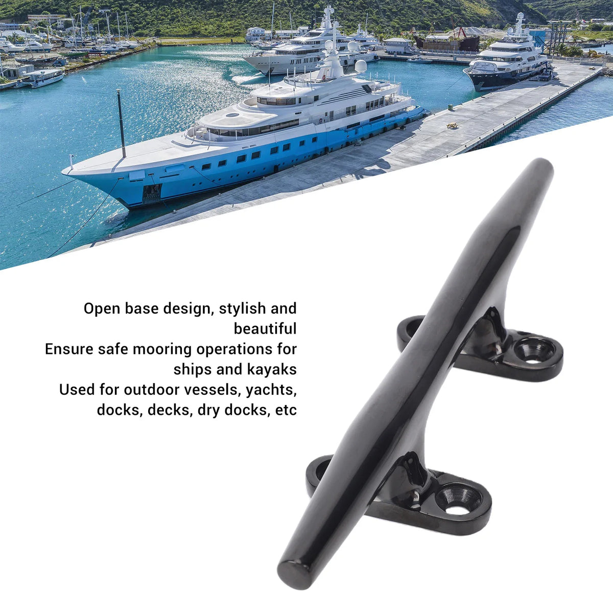 Boat Cleat 8 Inch Open Base Stainless Steel Dock Cleat Kayak Mooring Cleat for Yachts Ships Mari - Automotive LED Light