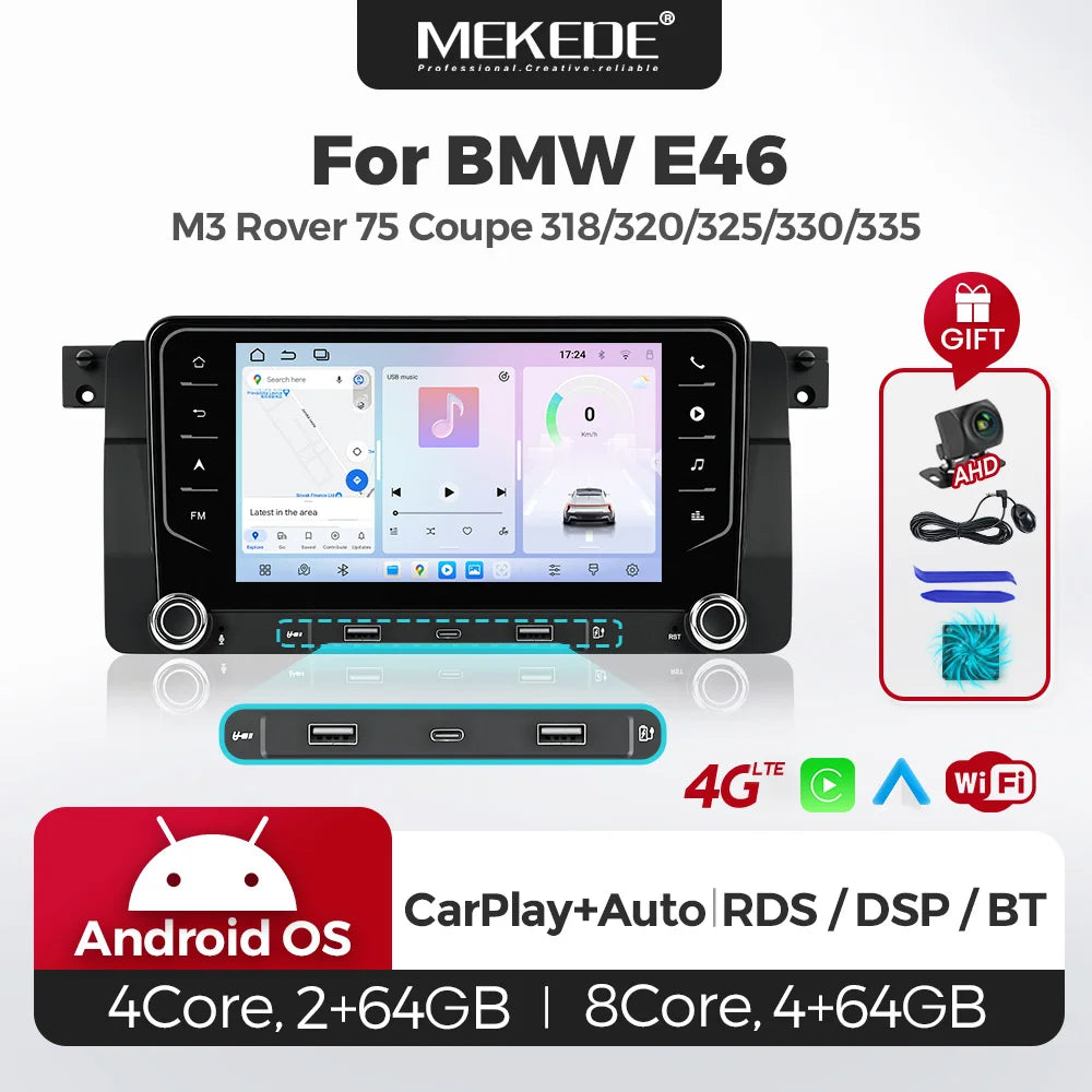 Wireless CarPlay Android Car Radio for BMW 3 Series E46 1999 - 2005 Multimedia Video Playe | AUTOKITSHOP