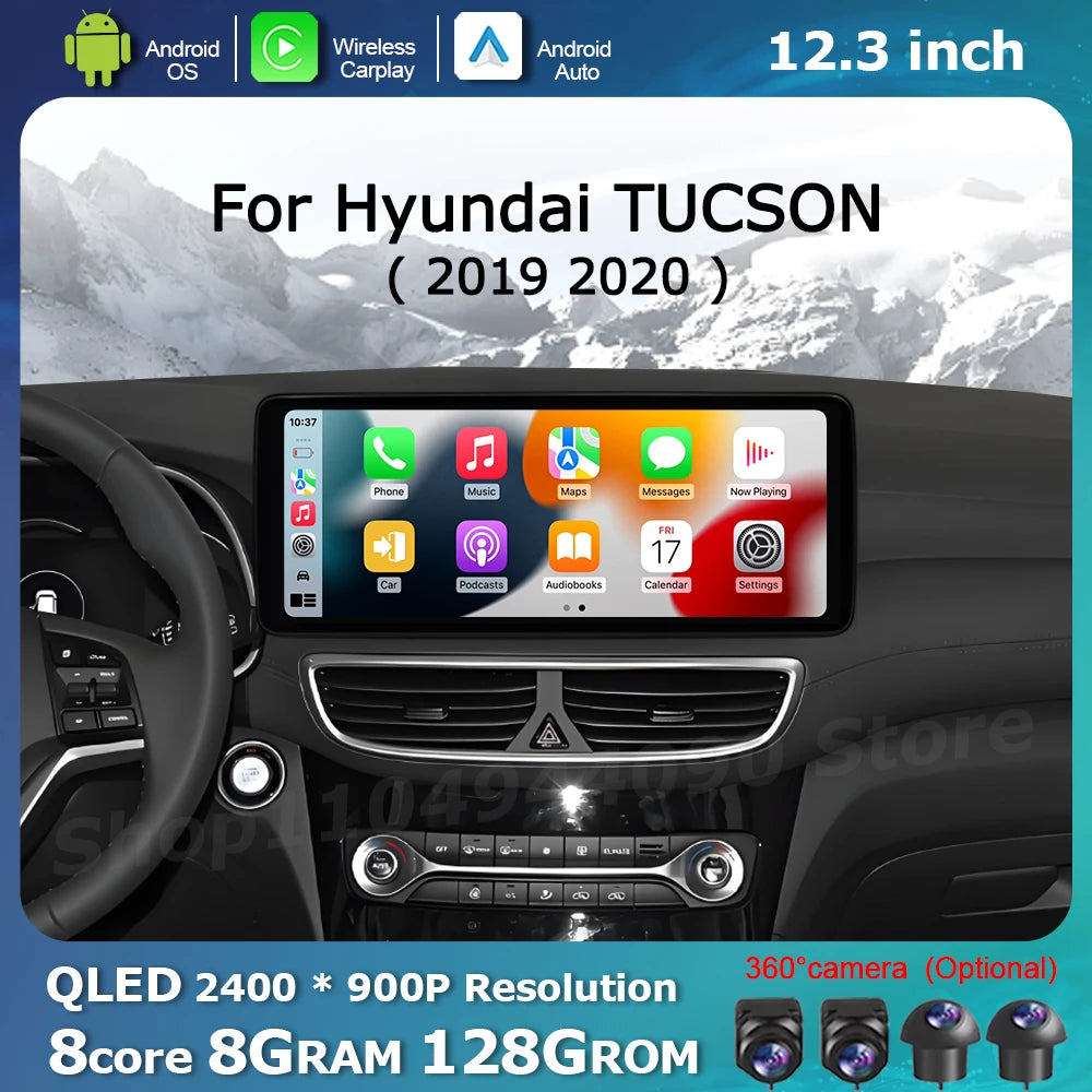QLED 2400*900P Car Touch Display Screen for Hyundai TUCSON 2019 2020 Multimedia Radio Play