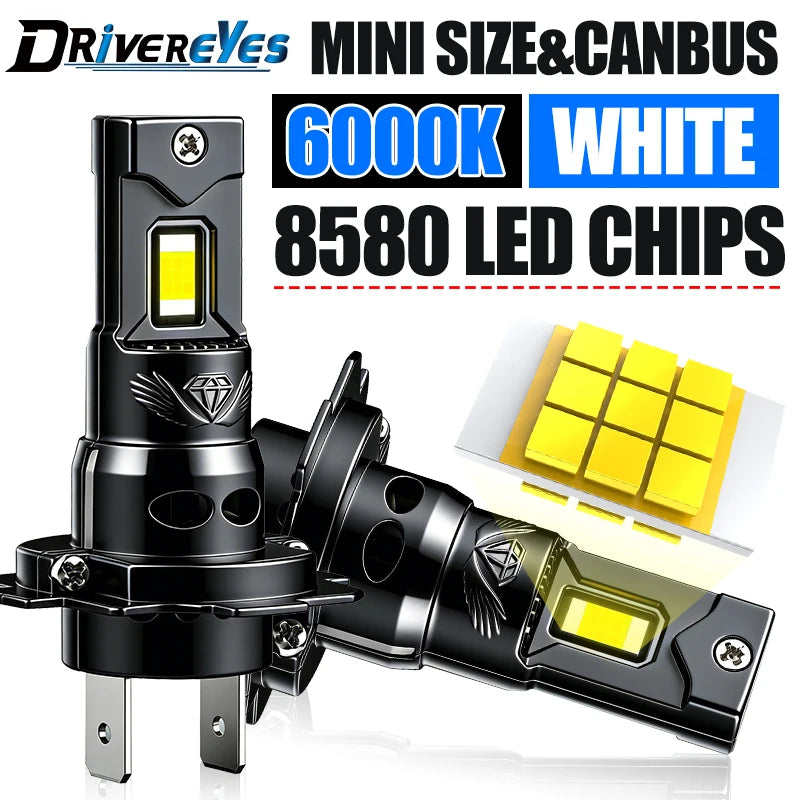 H7 LED Headlight 1:1 Mini Size H4 Car Headlight With Fan H1 H11 H8 H9 9005 9006 HB3 HB4 Wi