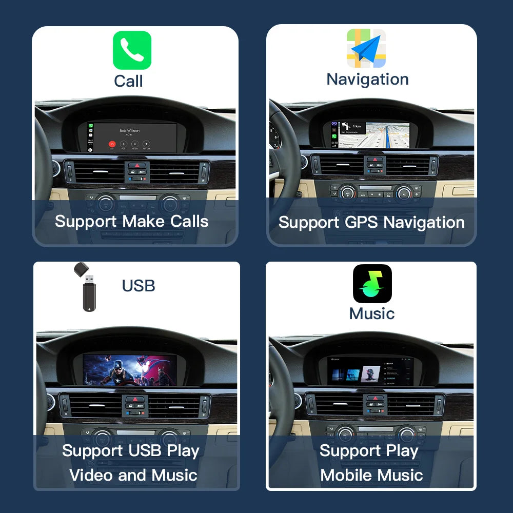 8.9“ Wireless CarPlay Android Auto Car Multimedia Touch Screen Linux For BMW 3 5 Series CI