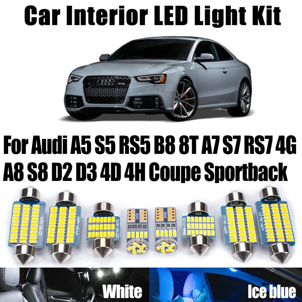 LED Interior Light Kit for Audi A5 S5 RS5 B8 8T A7 S7 RS7 4G A8 S8 D2 D3 4D 4H Coupe Sportback - Canbus Error-Free Bu...