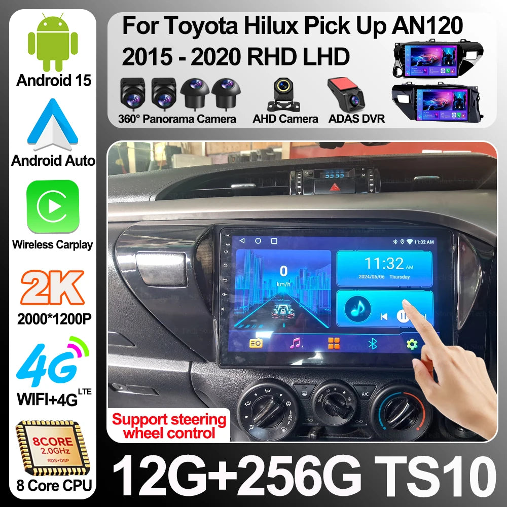 Android 16 For Toyota Hilux Pick Up An120 2015-2020 Rhd Lhd Car Radio Multimedia Video Pla | AUTOKITSHOP