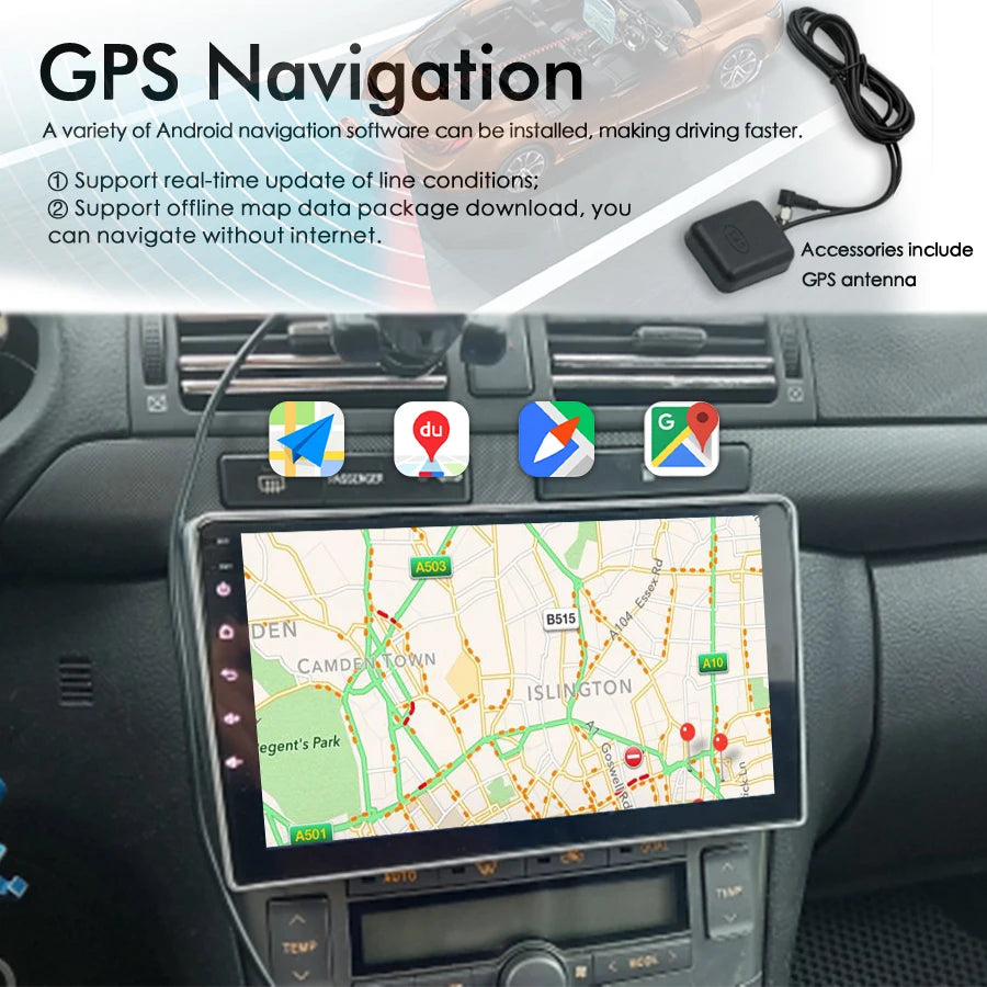 Android 14 Car Video Player Radio Big Screen AI Voice Upgrade For Toyota Avensis T25 2002-