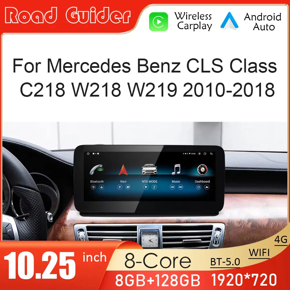 10.25 Android 14 Wireless CarPlay For Mercedes Benz CLS Class C218 W218 W219 2010-2018 GPS