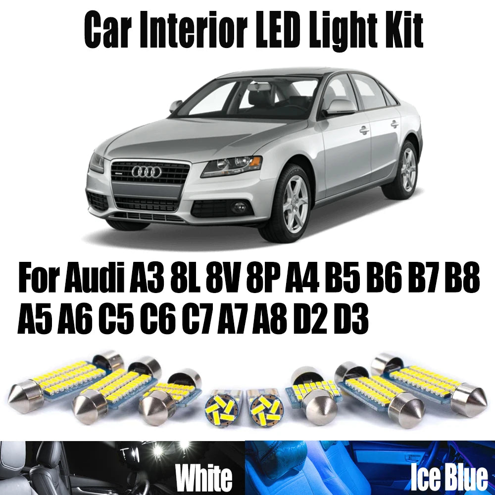 LED Interior Light Kit for Audi A3 8L 8V 8P A4 B5 B6 B7 B8 A5 A6 C5 C6 C7 A7 A8 D2 D3 - Canbus Error-Free Bulbs | AUT...