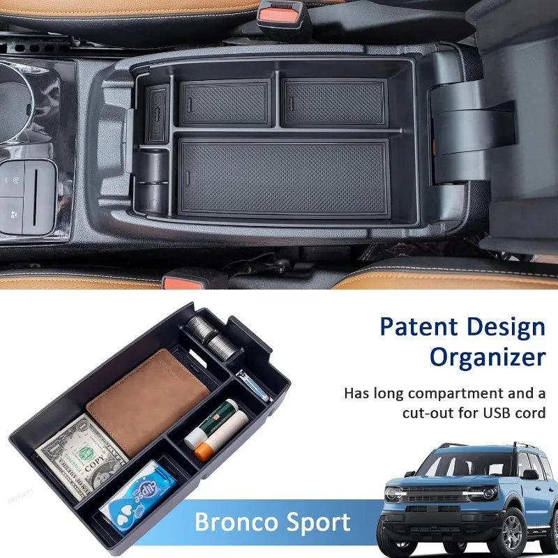 2PCS Easy Install Dash Phone Tray for 2021-2024 Ford Bronco Sport ABS Center Con for Ford 2021-2024 - Automotive LED Lig