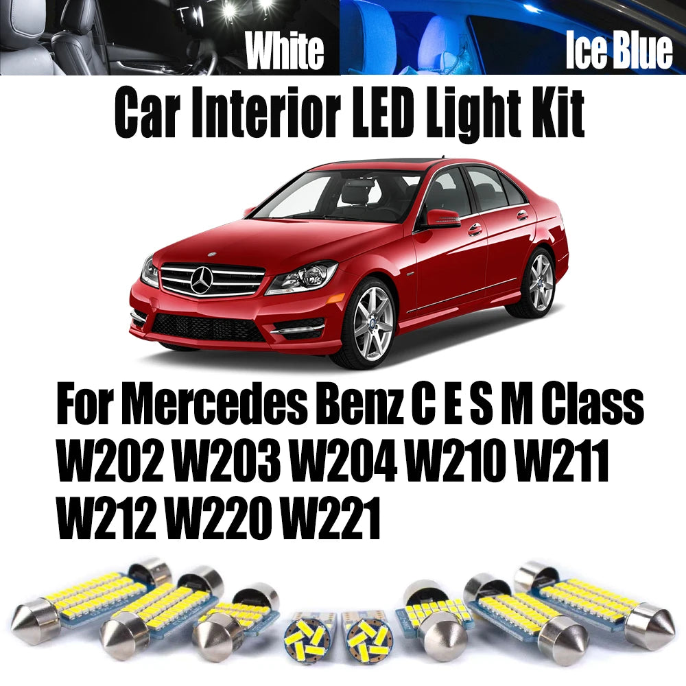 LED Interior Light Kit for Mercedes Benz C E S M Class W202 W203 W204 W210 W211 W212 W220 W221 Car Indoor Bulbs Canbu...
