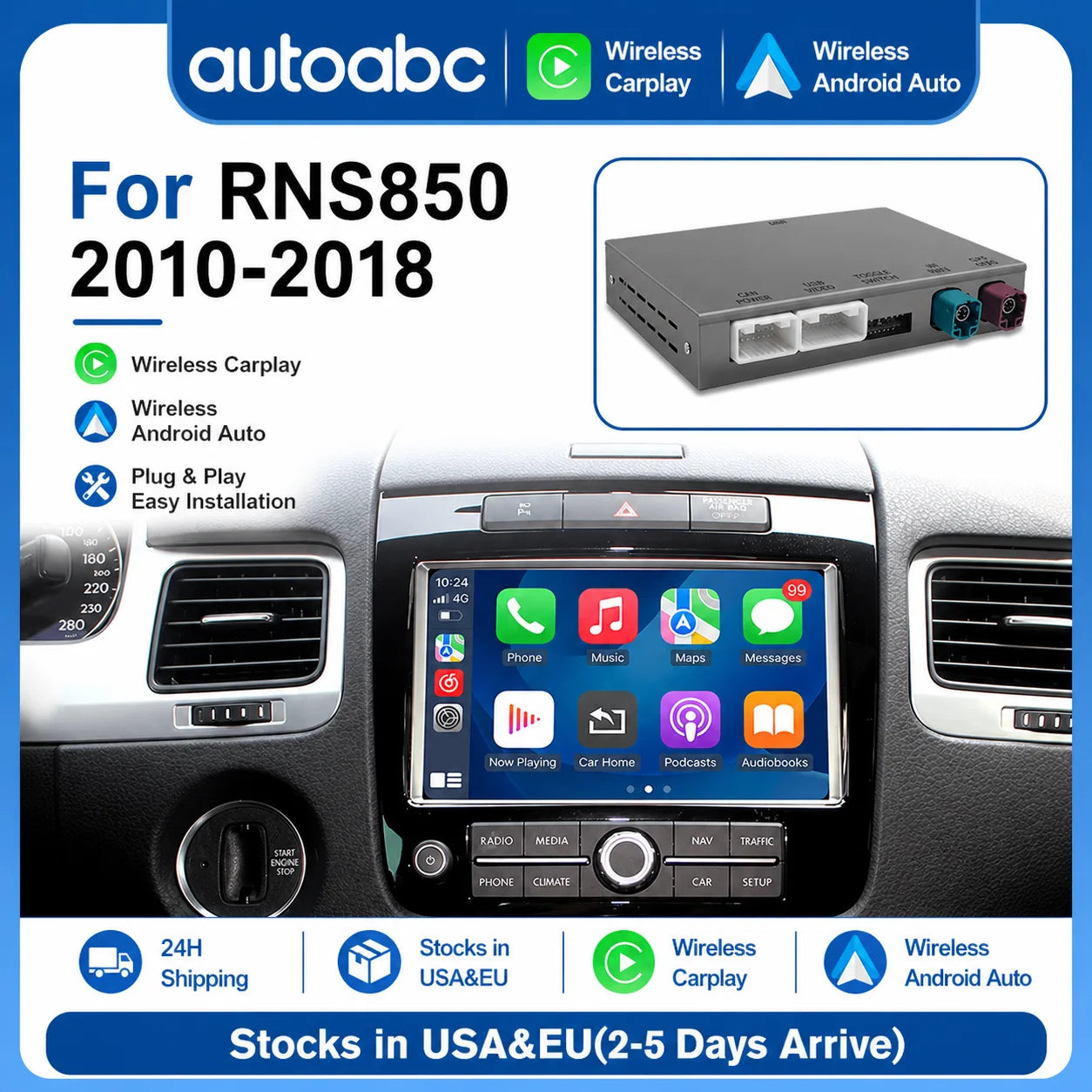 Wireless Carplay For VW Volkswagen Touareg RNS850 2010-2018 with Voice Control Mirrorlink  | AUTOKITSHOP
