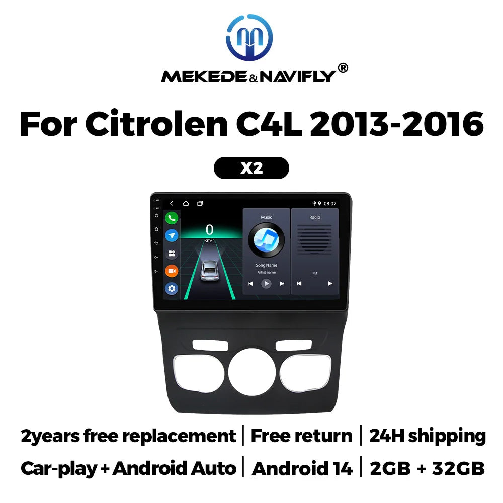 10inch Android 14 Car Radio for Citroen C4 C4L DS4 2013-2016 Carplay Multimedia Player 2 D | AUTOKITSHOP
