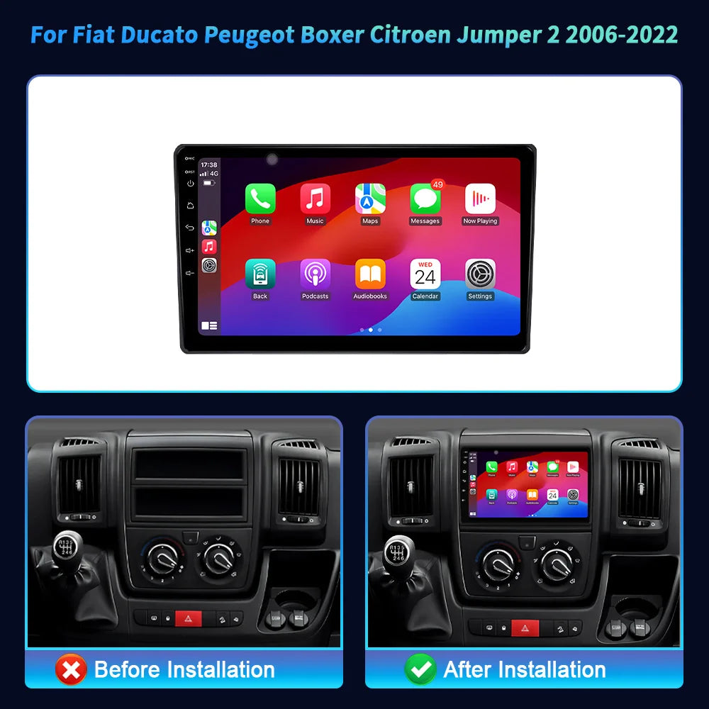 For Fiat Ducato Peugeot Boxer Citroen Jumper 2 2006-2022 Android 14 universal bluetooth ca