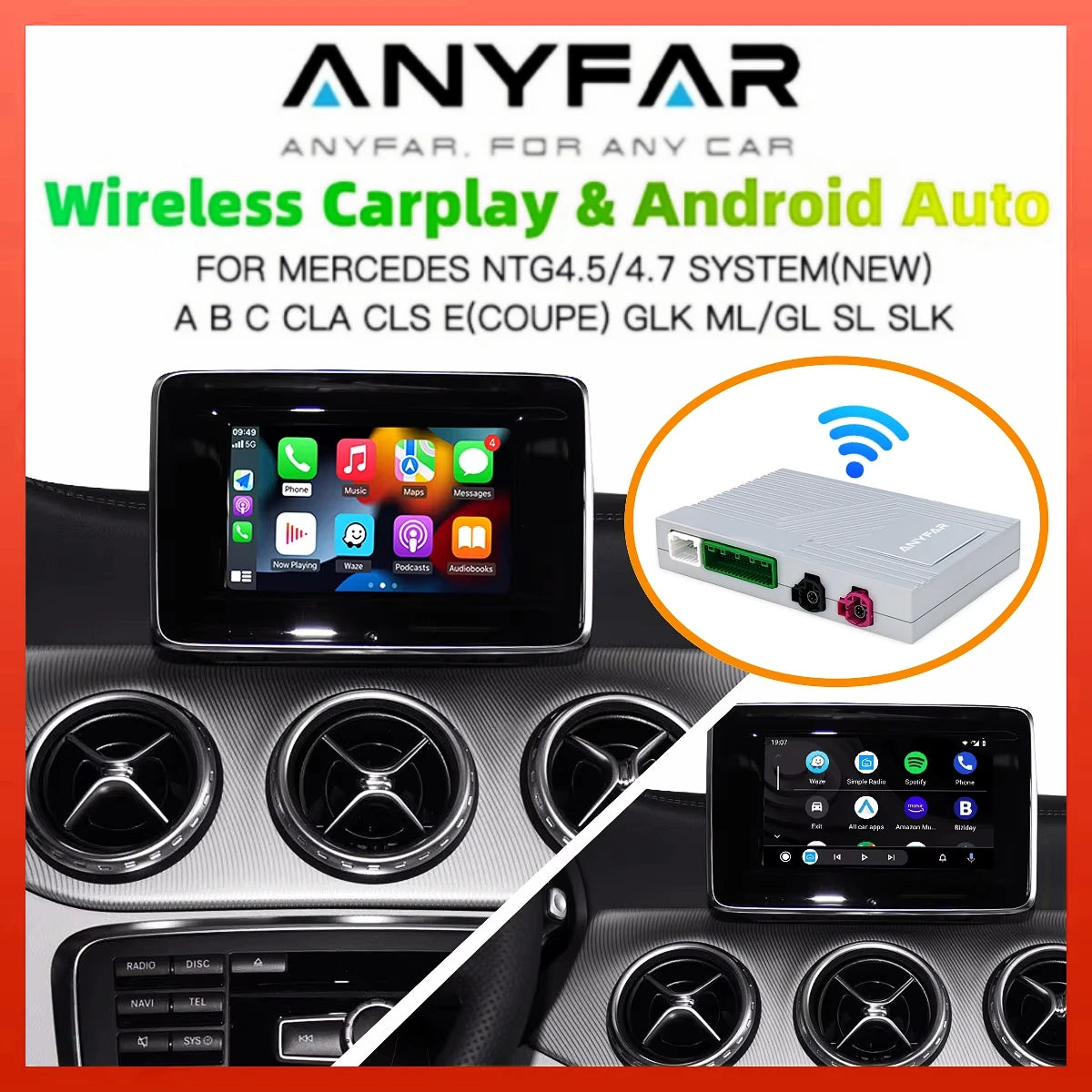 Wireless Carplay Android Auto For Mercedes Benz GLA CLA GLK SLK CLS W204 W176 W246 X204 C1 | AUTOKITSHOP