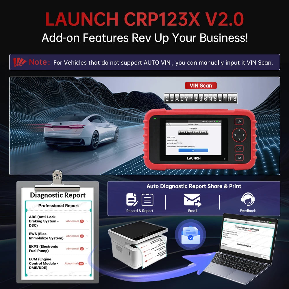 LAUNCH X431 CRP123X V2.0 Car OBD2 Diagnostic Tools Auto OBD Scanner ABS SRS Engine AT+ 7 R | AUTOKITSHOP