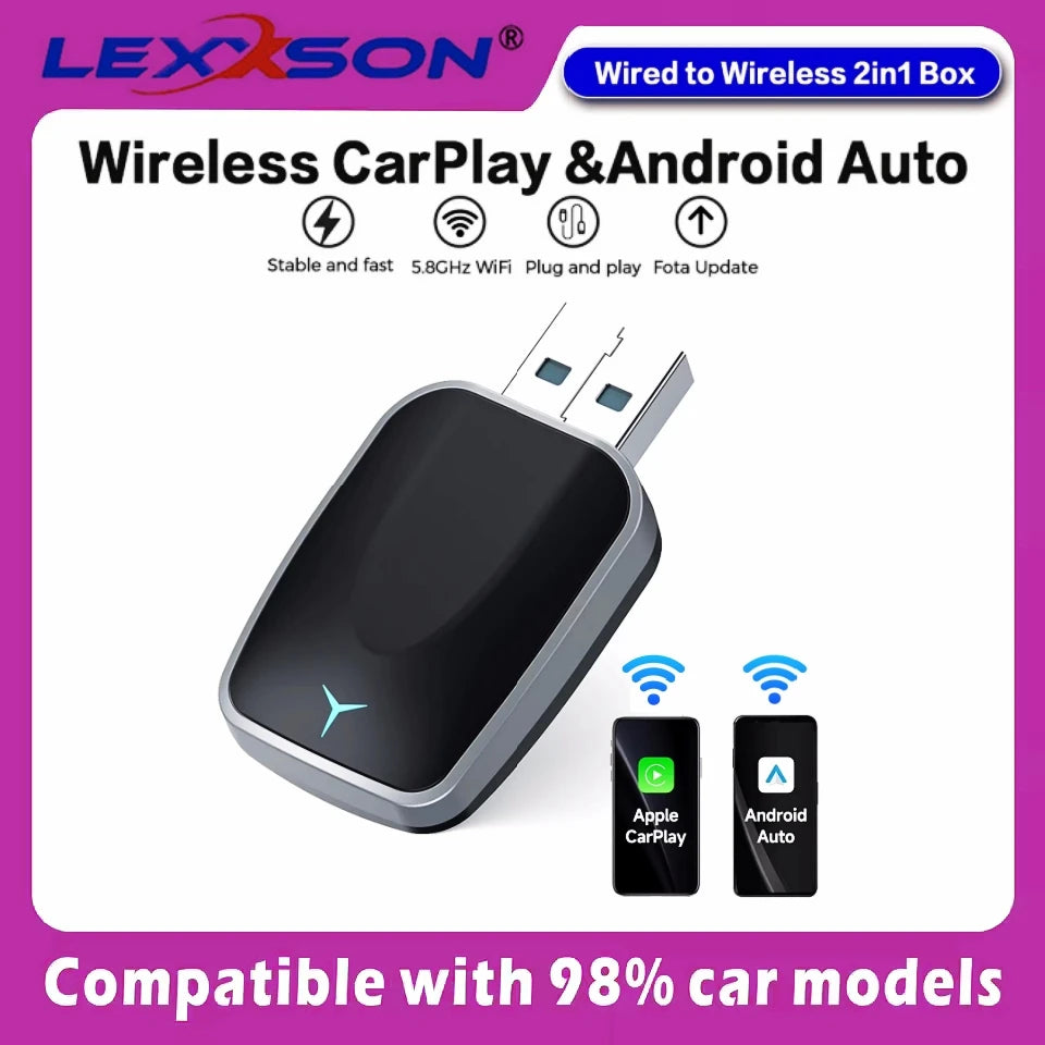 2025 New Wireless Android Auto Adapter Wired to Wireless Carplay Smart Box USB Plug and Pl | AUTOKITSHOP