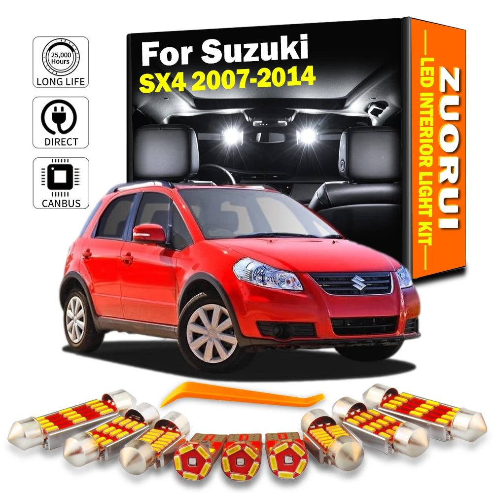 9-Piece LED Interior Light Kit for Suzuki SX4 - Canbus Error-Free Bulbs | AUTOKITSHOP