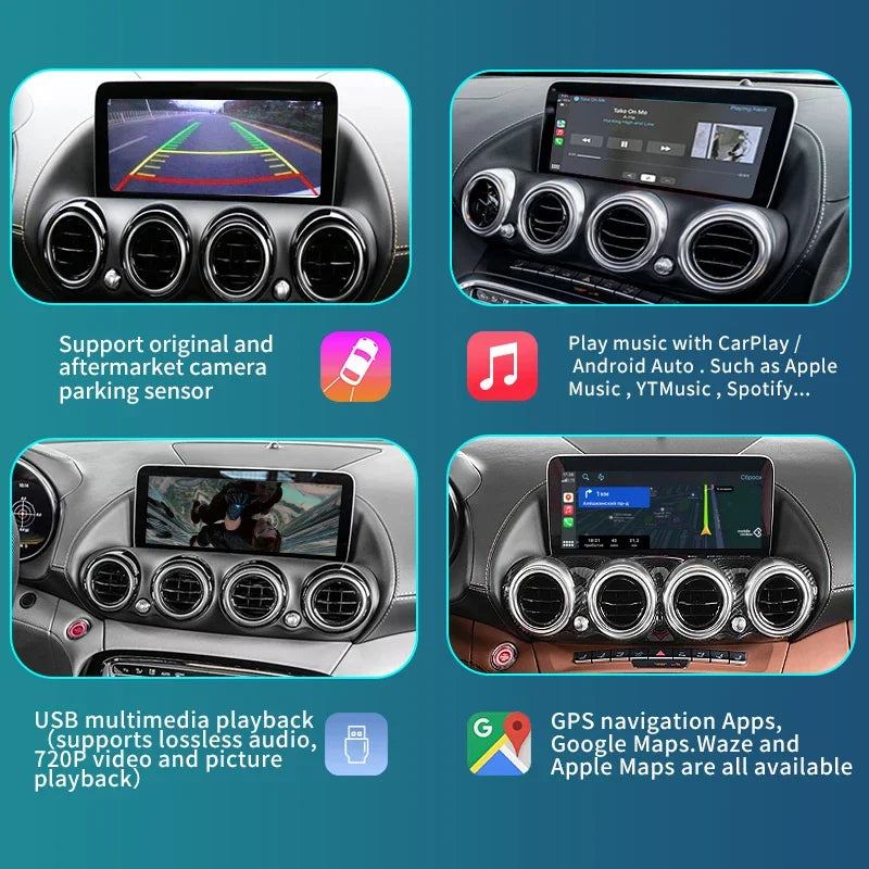 For Mercedes Benz GT R 2019 Wireless CarPlay Android Auto Decoder with Mirror Link AirPlay