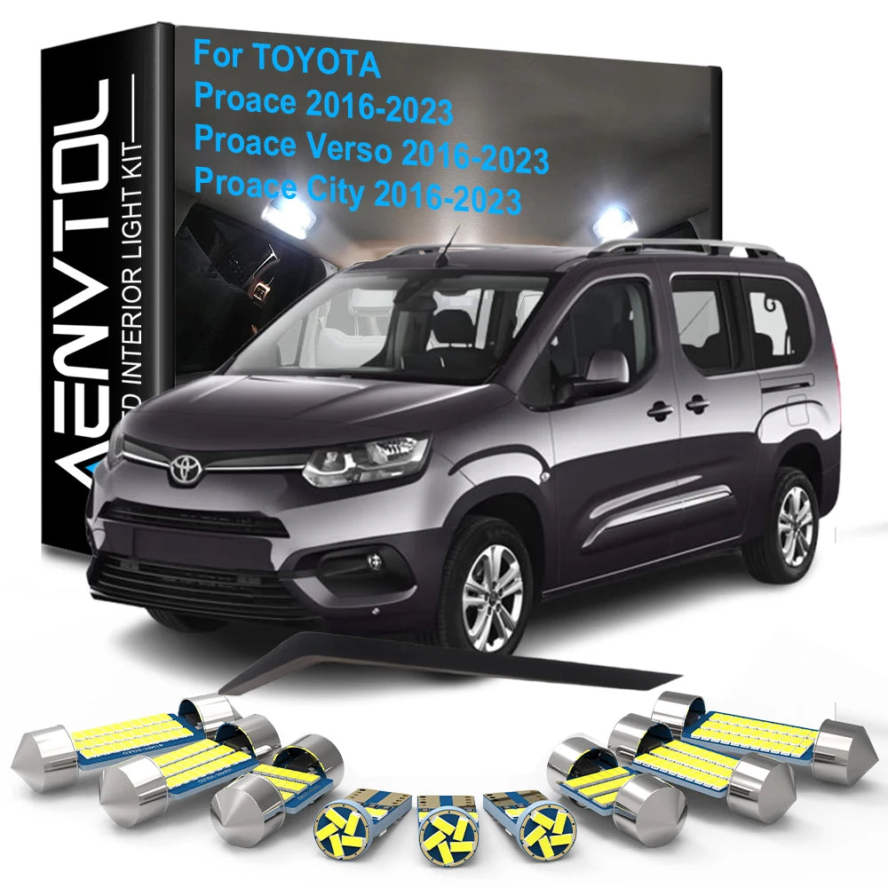 18-Piece LED Interior Light Kit for Toyota Proace & Proace Verso & Proace City 2016-2023 - Canbus Dome Map Door Trunk...