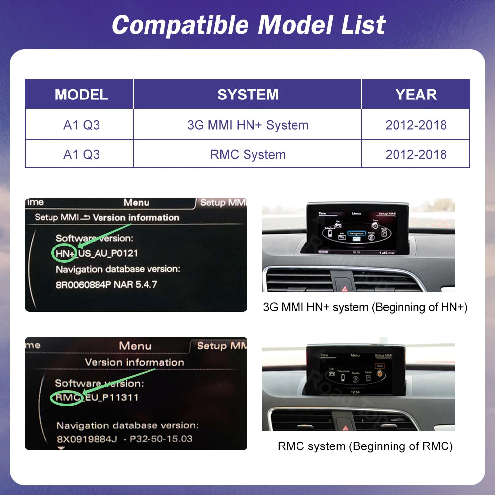 Design Monitor For Audi A1 Q3 2012-2018 Touch Screen Support Wireless Carplay Android Auto | AUTOKITSHOP