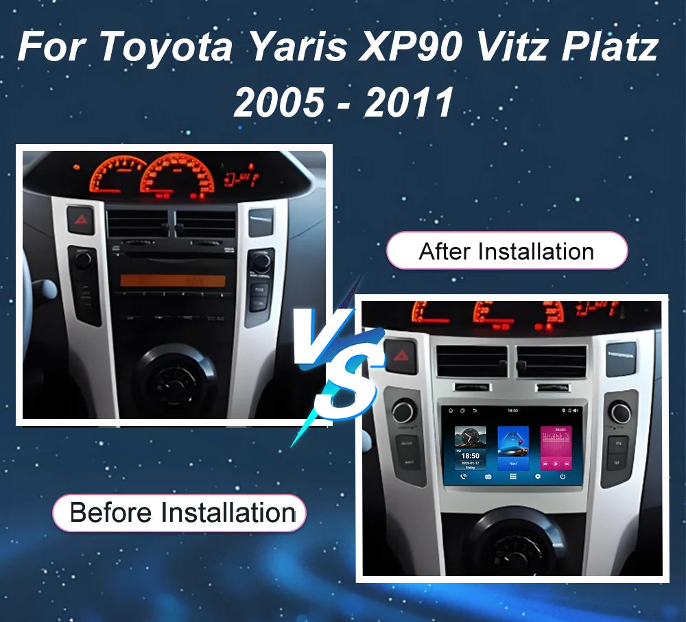 Wireless Carplay Android AUTO For Toyota Yaris XP90 Vitz Platz 2005-2011 Car Radio GPS nav