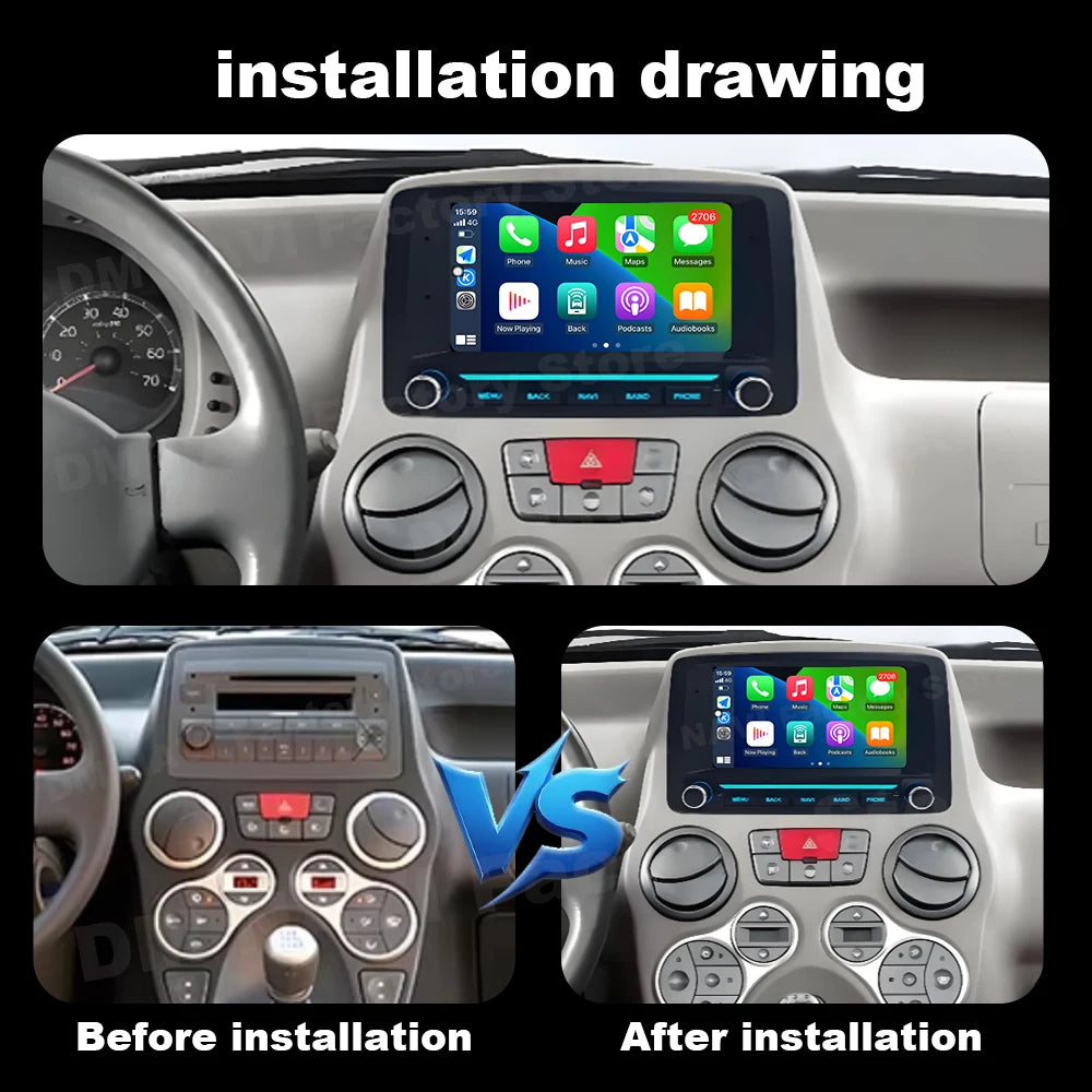 Android OS Intelligent System for Fiat Panda 2003-2012 Car Radio Multimedia Touch display