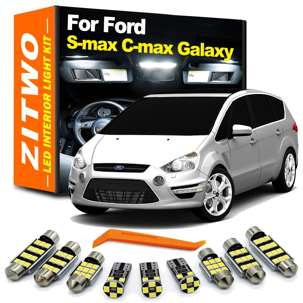 ZITWO Interior LED Light Car bulbs Kit For Ford Galaxy S-Max C-Max B-Max Smax Cmax Bmax Indoor Dome Reading Trunk Sunvisor Lamp