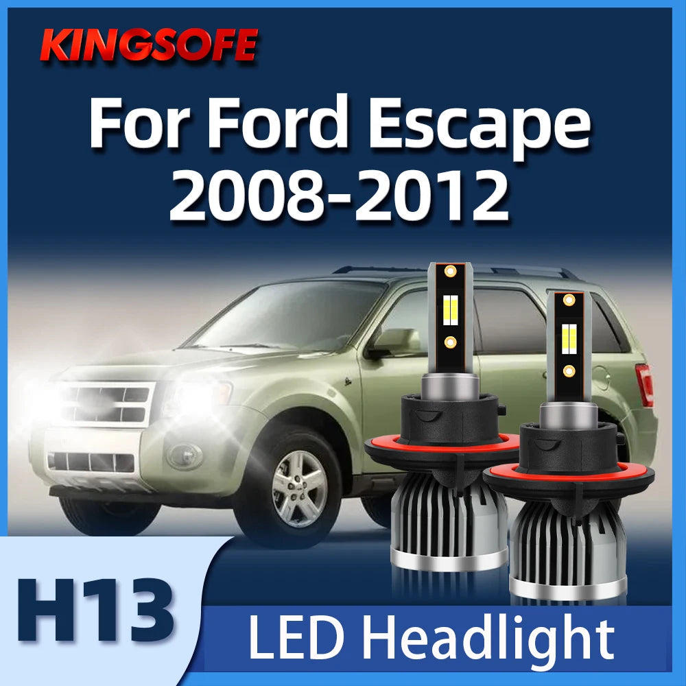 KINGSOFE 2PCS LED Headlight H13 6000K CSP Chip Car Light High Low Beam Bulbs Fit For Ford