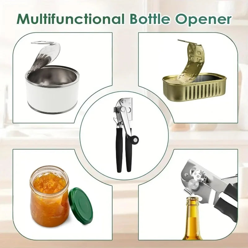 Stainless Steel Manual Can Opener Heavy Duty Handheld with Extra Long Handles for Seniors Elderl - Automotive LED Light