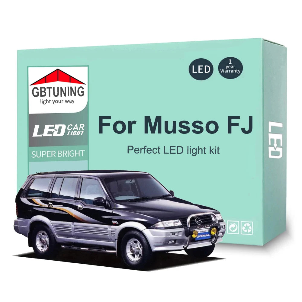 12-Piece LED Interior Light Kit for Daewoo Musso FJ 1993-2001 - Canbus Dome Map Door Trunk Bulbs | AUTOKITSHOP