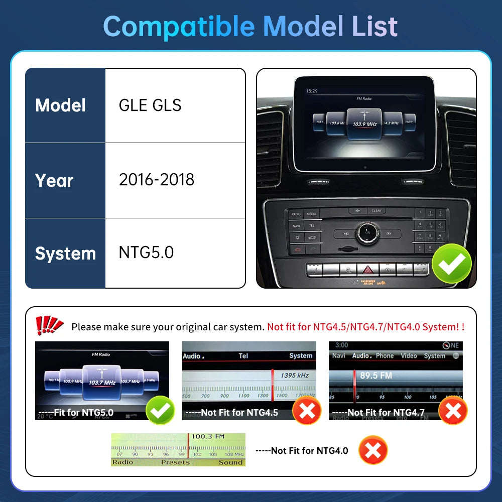 RoadTop Wireless CarPlay Decoder Android Auto for Mercedes Benz GLE GLS-NTG5.0 2016-2018 w | AUTOKITSHOP