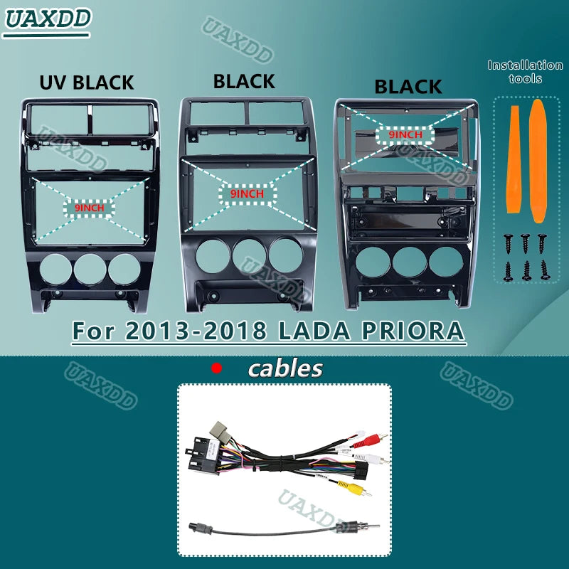 For 2013-2018 LADA PRIORA 9INCH 2 Din Car stereo radio Android frame panel fascia cable vi