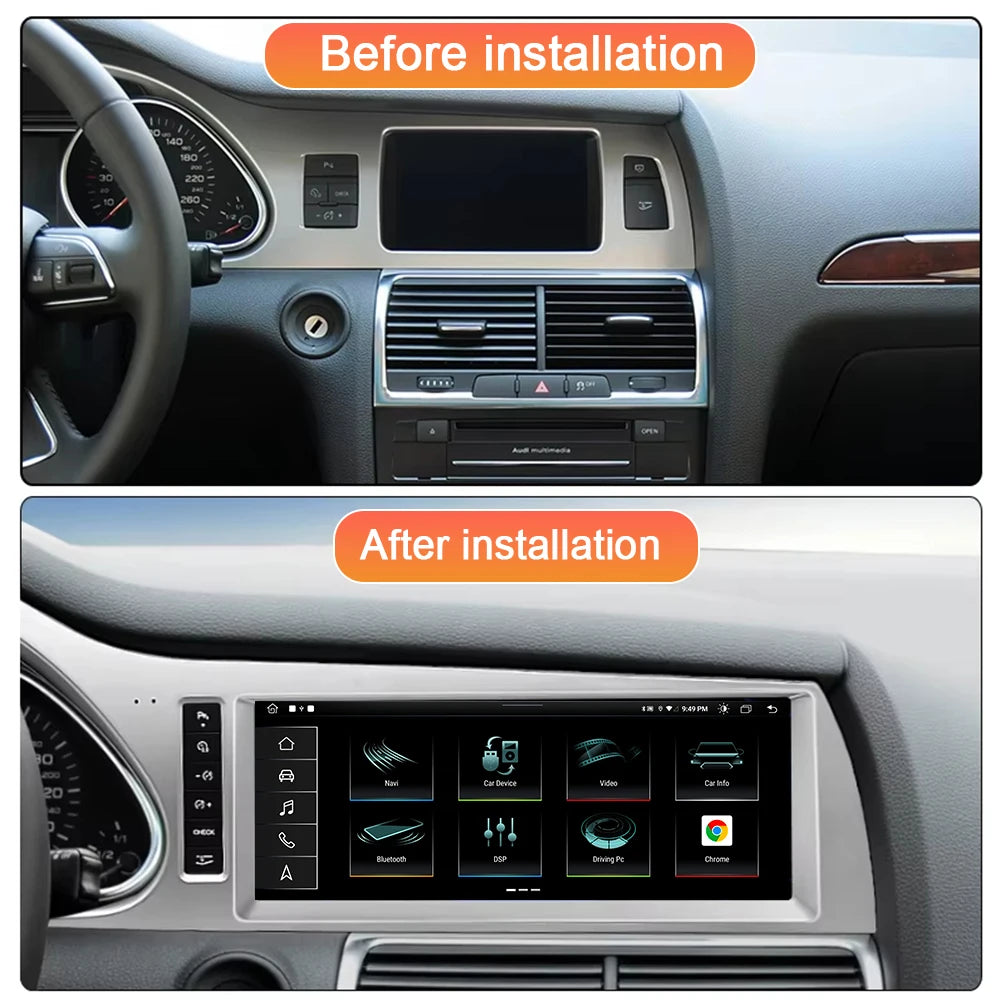 10.25INCH 8+128GB Android 14 CarPlay For Audi Q7 4L 2010-2015 MMI 3G Car Multimedia Player