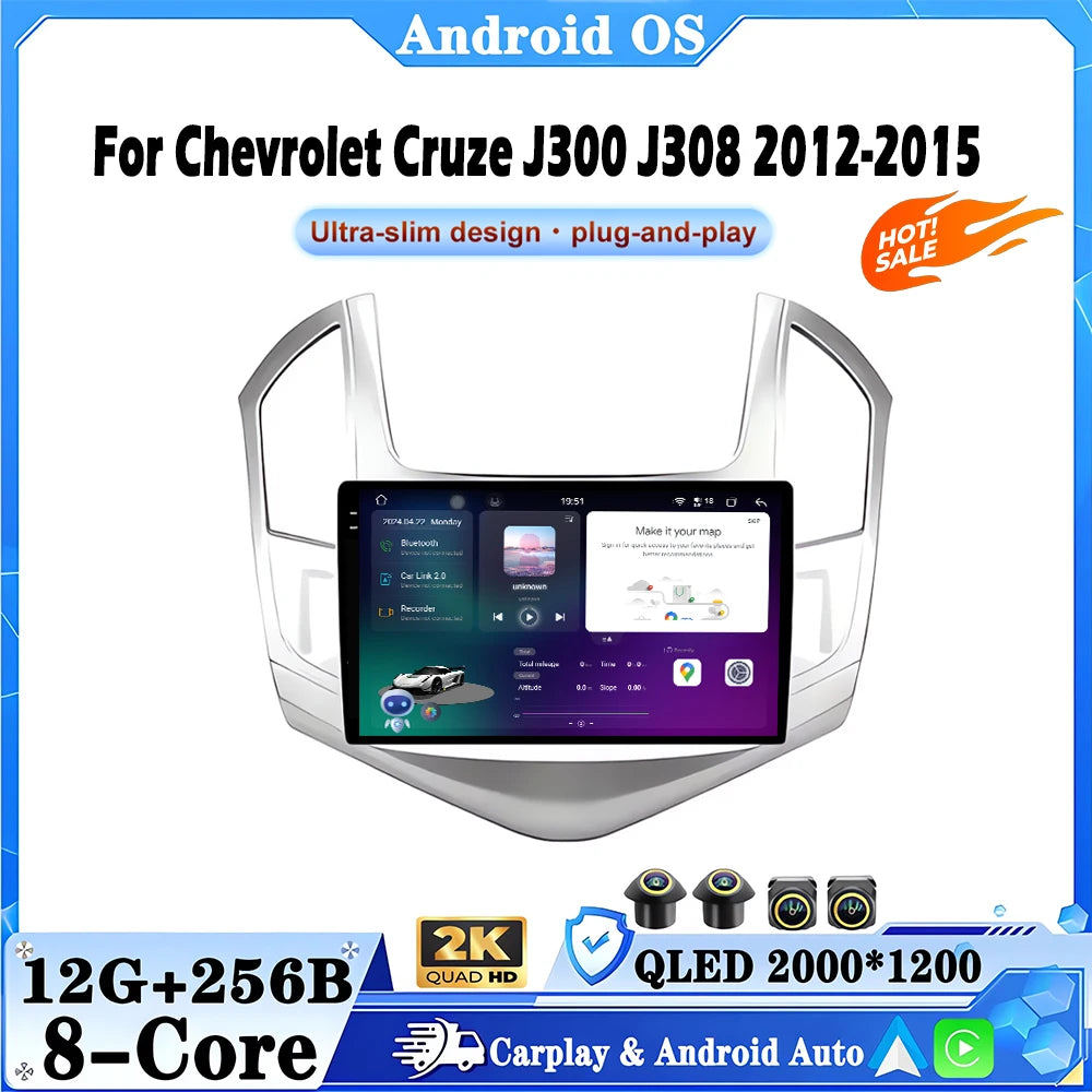 Android 16 For Chevrolet Cruze J300 J308 2012-2015 Car Radio Multimedia Video Player WlFl