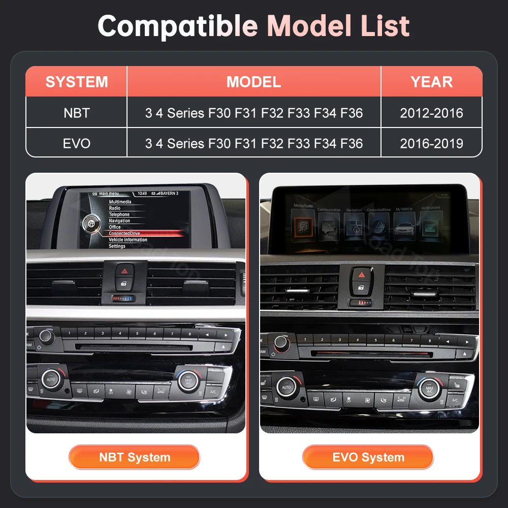 12.3'' Linux Screen Car Multimedia Display Wireless Carplay Android Auto For BMW 3 4 Serie | AUTOKITSHOP