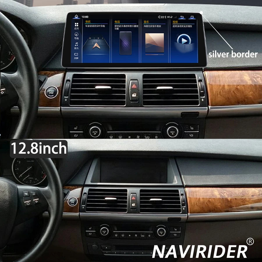 Android 14 For BMW X5 E53 X6 E70 E71 E72 2011-2013 12.8INCH Qled Screen Car Radio Stereo M