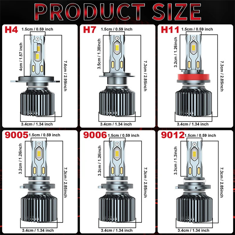 Mini Light Auto H7 LED H4 Bulb H8 H9 H11 9005 9006 HB3 HB4 9012 HIR2 Car Headlight H1 6000