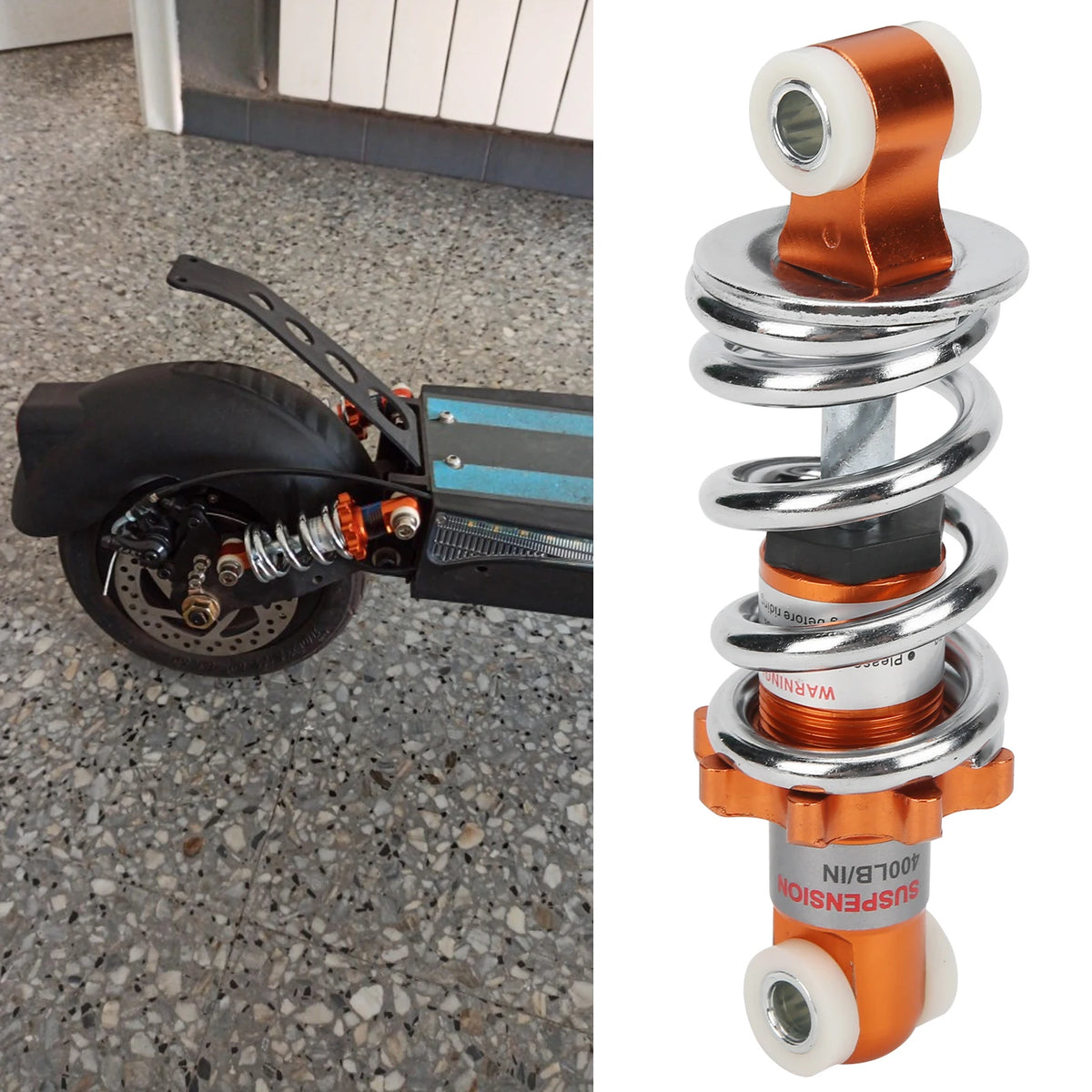 1pc Rear Shock Absorbers 400lb Motorcycle 125mm Adjustable Suspension Shocks Spring - Automotive LED Light