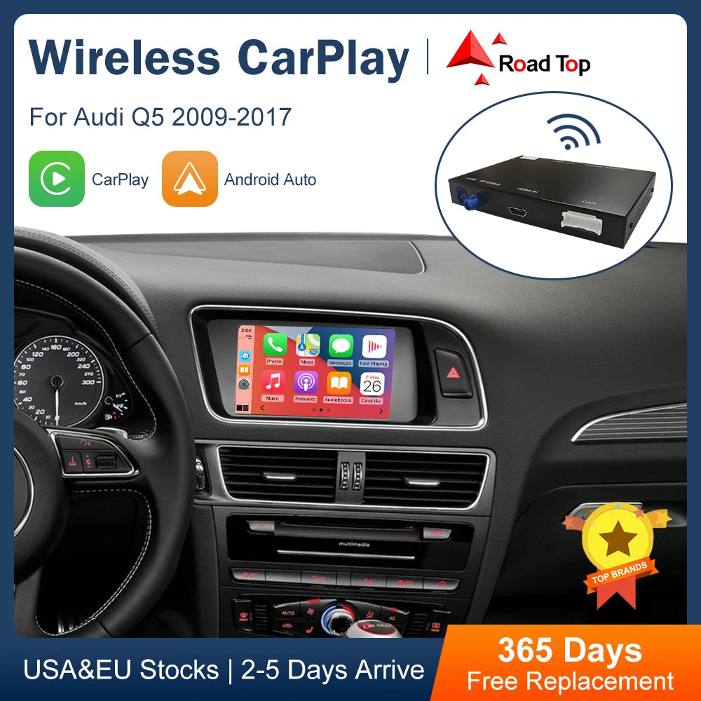 Road Top Wireless CarPlay Android Auto for Audi A4 A5 Q5 B9 2009-2017, with AirPlay Mirror | AUTOKITSHOP
