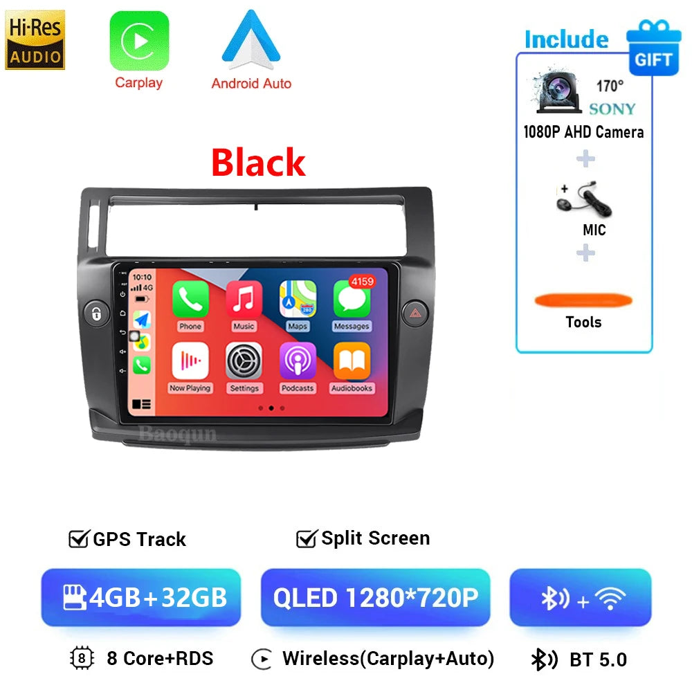 Android 16 For Citroen C4 C-Triomphe Quatre 2004-2014 Navigation GPS Multimedia Car Radio