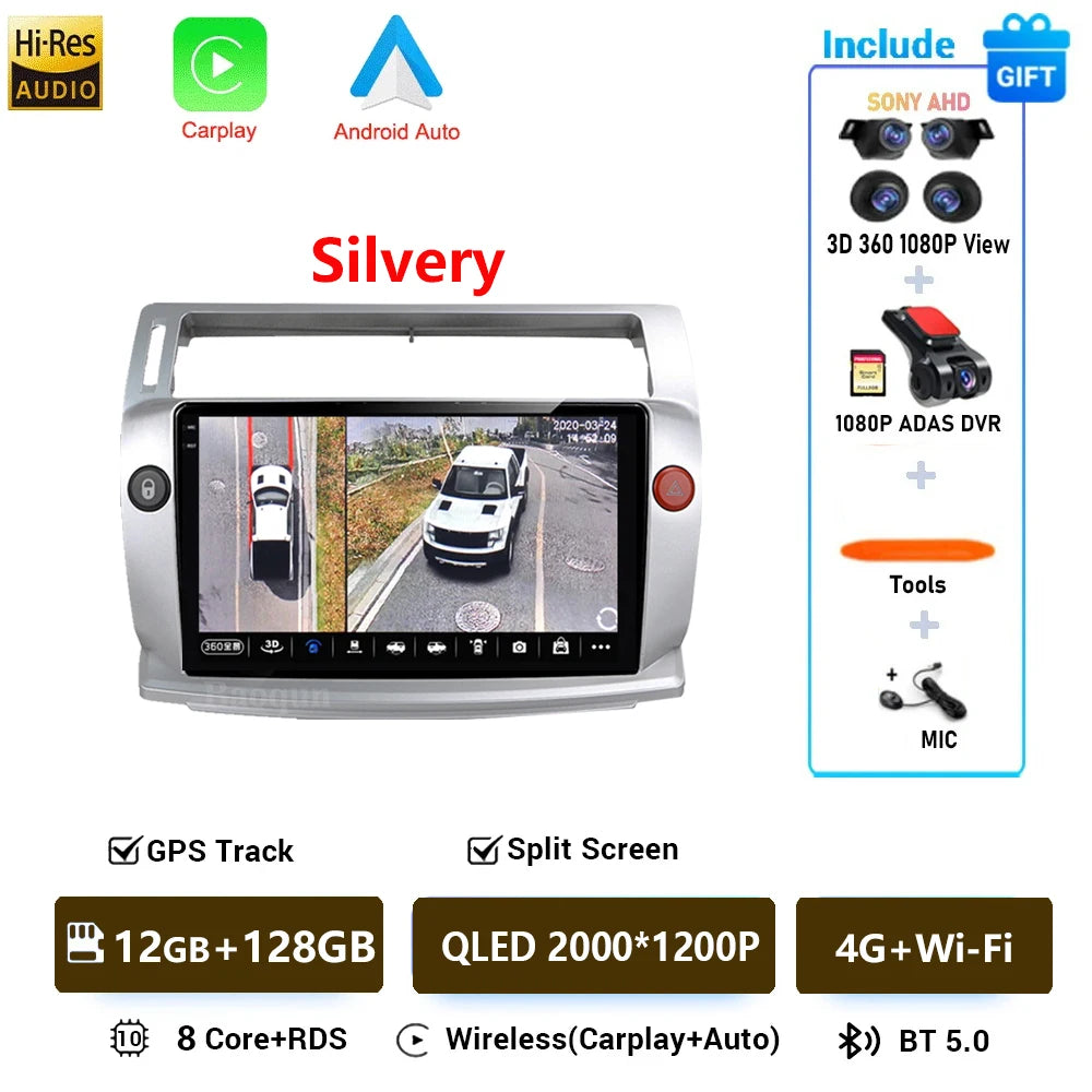 Android 16 For Citroen C4 C-Triomphe Quatre 2004-2014 Navigation GPS Multimedia Car Radio